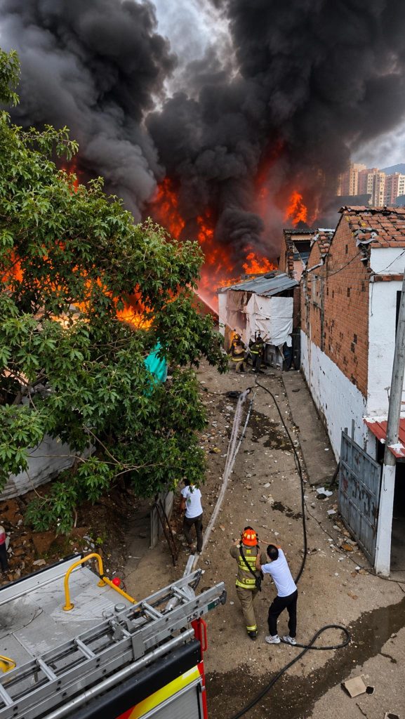 🚨 Emergencia en el barrio Boston de Medellín: un voraz incendio se registró este sábado en la carrera 35 con calle 54 de la capital antioqueña.